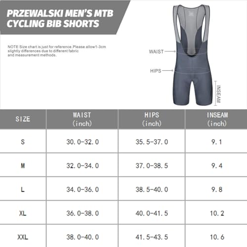 Przewalski Men’s 3D Padded Cycling Bike Bib Shorts, Bicycle Biking Bib Shorts (Gray, X-Large)