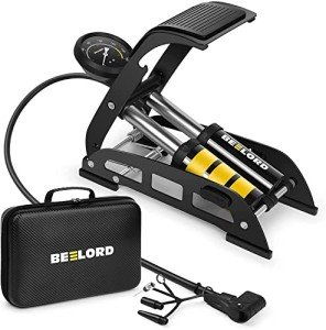 BEELORD Bike Foot Pump for Bicycle, Balls, Scooter, Car Tires, Portable Bicycle Pump with Precision Digital Pressure Gauge and Aluminium Alloy Cylinder, 160 Psi Max