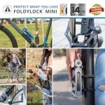 FoldyLock Mini Folding Bike Lock - Patented Lightweight Bicycle Lock - Heavy Duty Anti Theft Smart Secure Guard with Key and Case for Electric Scooter or Fixie and Folded Bikes - 75 cm