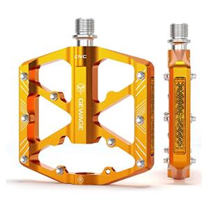 Wide Platform MTB Pedals with Reflectors (Gold)