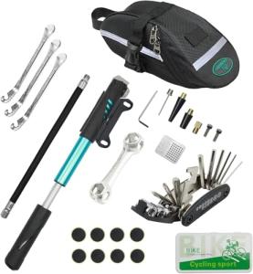 Bike Repair Kit: 16-in-1 Tool, Pump & Patch