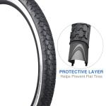 ZUKKA Bike Tire 26" x 2.125" Folding Replacement Bike Tires Beach Cruiser White Wall for Beach Cruiser Bicycle Commuter Bikes