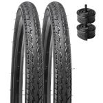 2 Pack 24" Bike Tires 24"x1.75"/ 47-507 Plus 2 Pack 24" Bike Tubes 24x1.50/1.75 AV 33mm Valve Compatible with 24 x 1.75 Bike Tire and Tubes (Black)