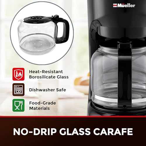 Mueller 12-Cup Drip Coffee Maker: Auto Warm Feature, Anti-Drip