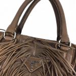 Prada Brown Fringe Tote with Silver Studs