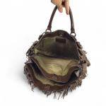 Prada Brown Fringe Tote with Silver Studs