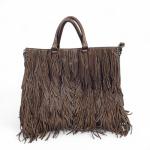 Prada Brown Fringe Tote with Silver Studs