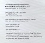 Roy Lichtenstein 1961-63, Craig F. Starr Gallery, Exhibition Catalog, 2017, 44pp