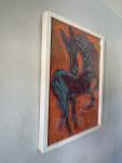 JESUS REYES FERREIRA VINTAGE MODERN ABSTRACT CUBISM HORSE OIL PAINTING OLD 1960s
