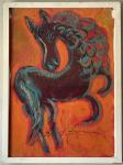 JESUS REYES FERREIRA VINTAGE MODERN ABSTRACT CUBISM HORSE OIL PAINTING OLD 1960s