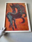 JESUS REYES FERREIRA VINTAGE MODERN ABSTRACT CUBISM HORSE OIL PAINTING OLD 1960s