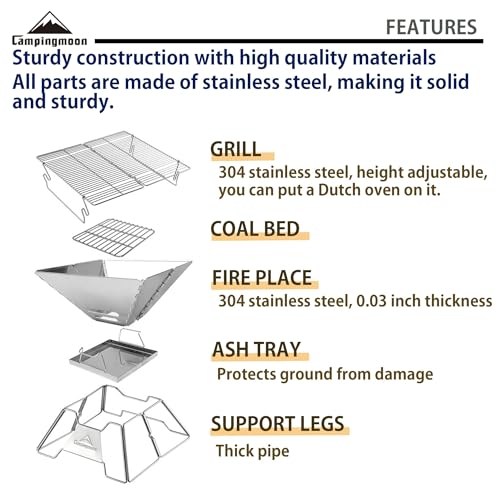 Stainless Steel Foldable Camping Grill with Carrying Bag