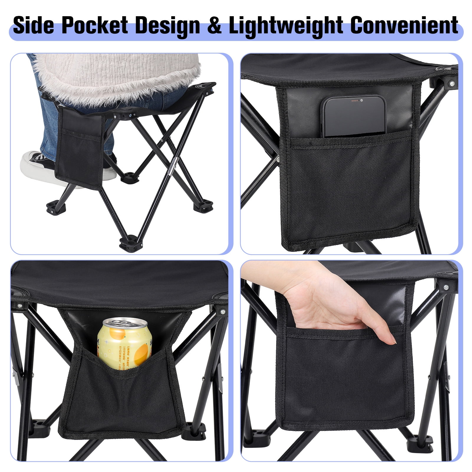 HEQUSIGNS Portable Folding Camping Stool with Storage Bag
