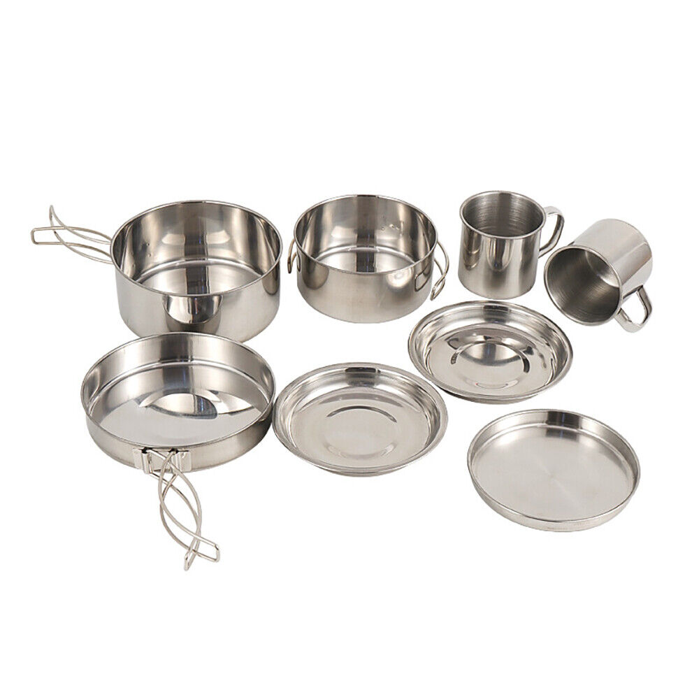 8-Piece Stainless Steel Camping Cookware Set