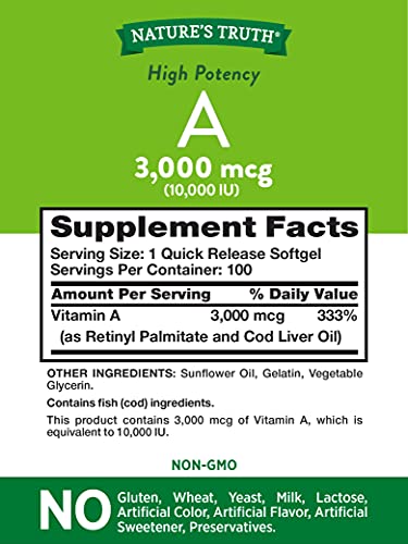 Nature's Truth Vitamin A Softgels - 100ct