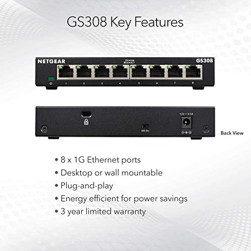 NETGEAR 8-Port Gigabit Ethernet Switch (GS308)