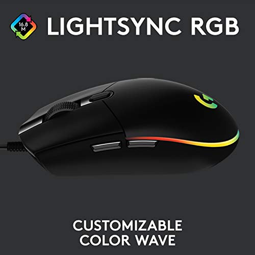 Logitech G203 RGB Wired Gaming Mouse, 8,000 DPI