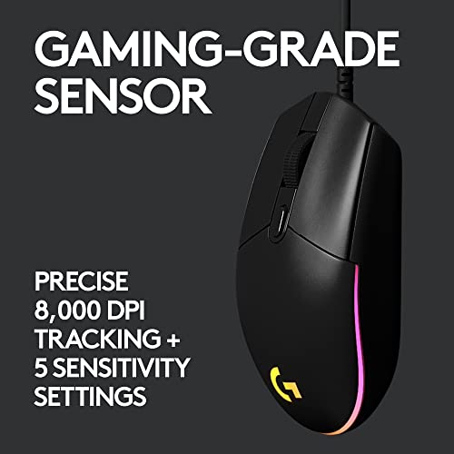 Logitech G203 RGB Wired Gaming Mouse, 8,000 DPI