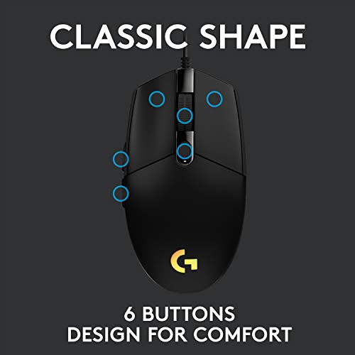 Logitech G203 RGB Wired Gaming Mouse, 8,000 DPI