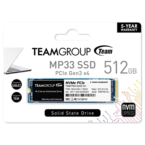 TEAMGROUP MP33 512GB NVMe M.2 SSD 1,700MB/s