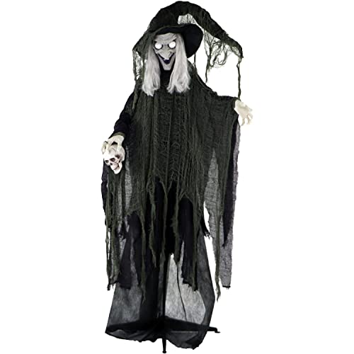Talking Witch Prop with Rotating Body for Halloween