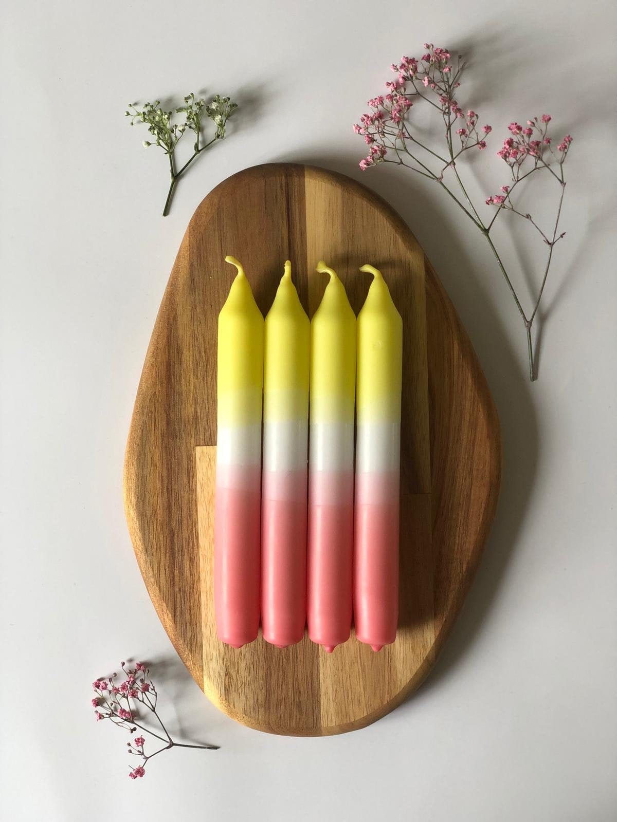 Einzigartige Dip Dye Kerzen Set
