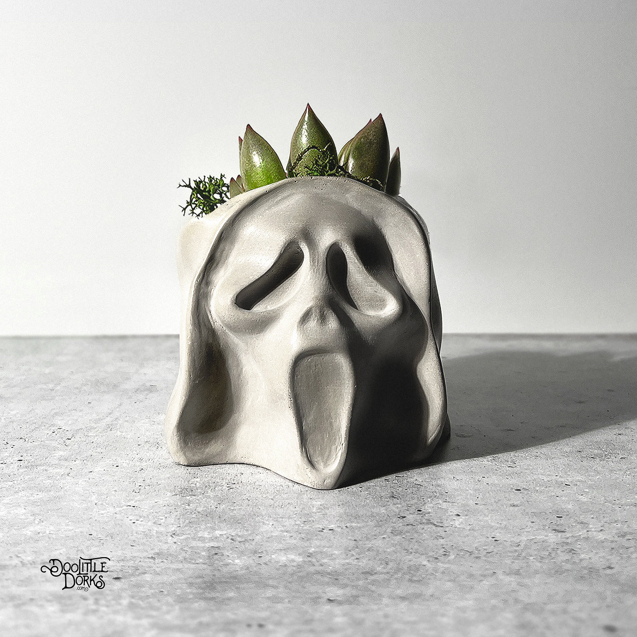Ghost Face Scream Concrete Planter - Desk Planter