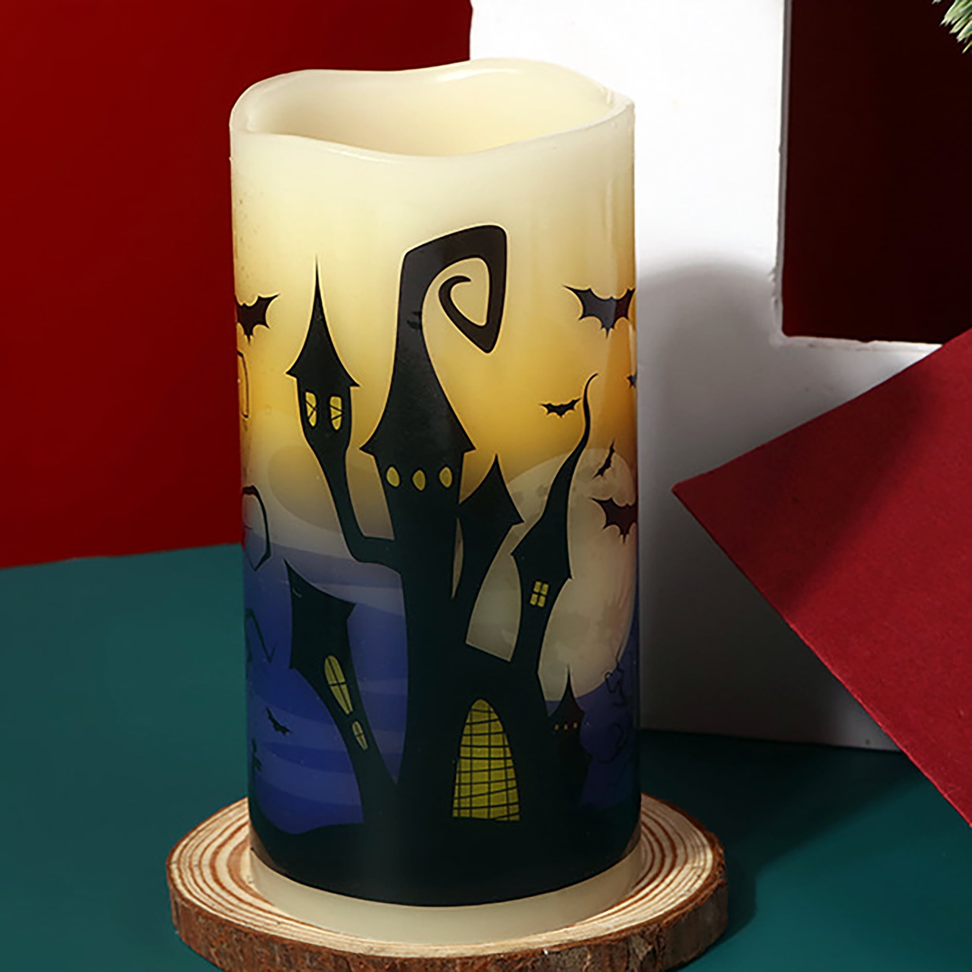 Flameless LED Halloween Pillar Candles with Remote