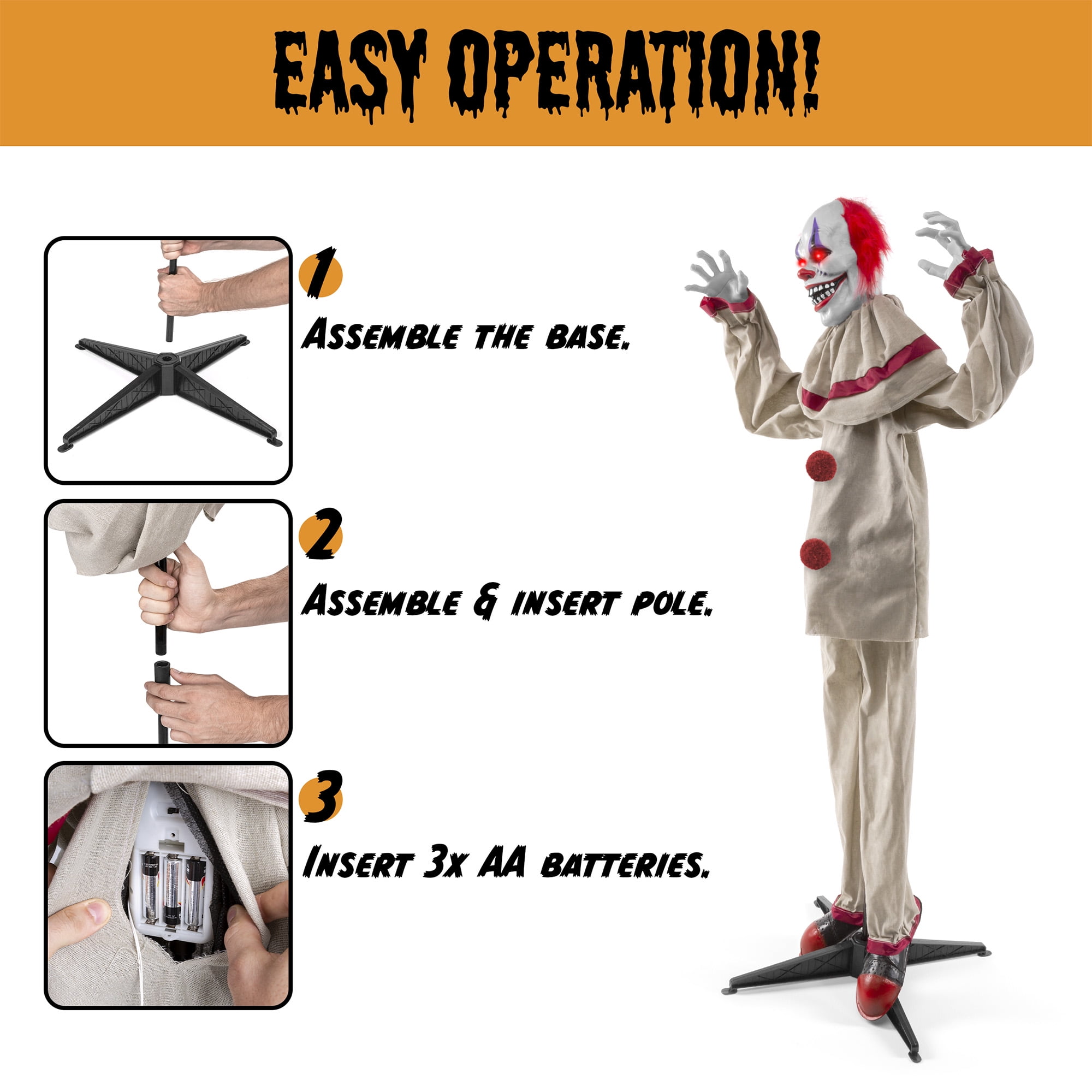 Motion Activated Killer Clown Halloween Prop