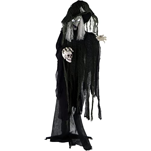 Talking Witch Prop with Rotating Body for Halloween