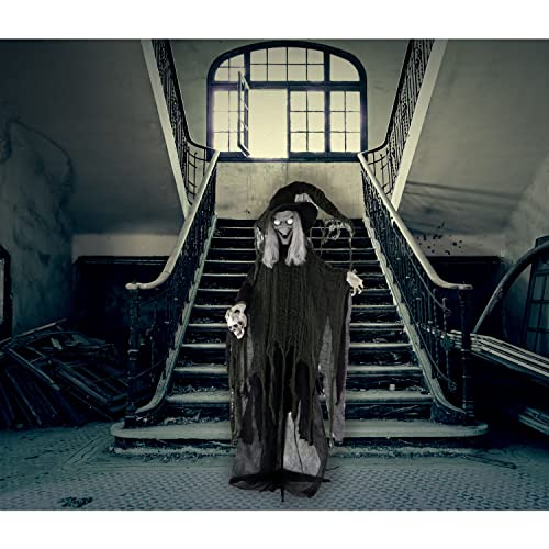 Talking Witch Prop with Rotating Body for Halloween