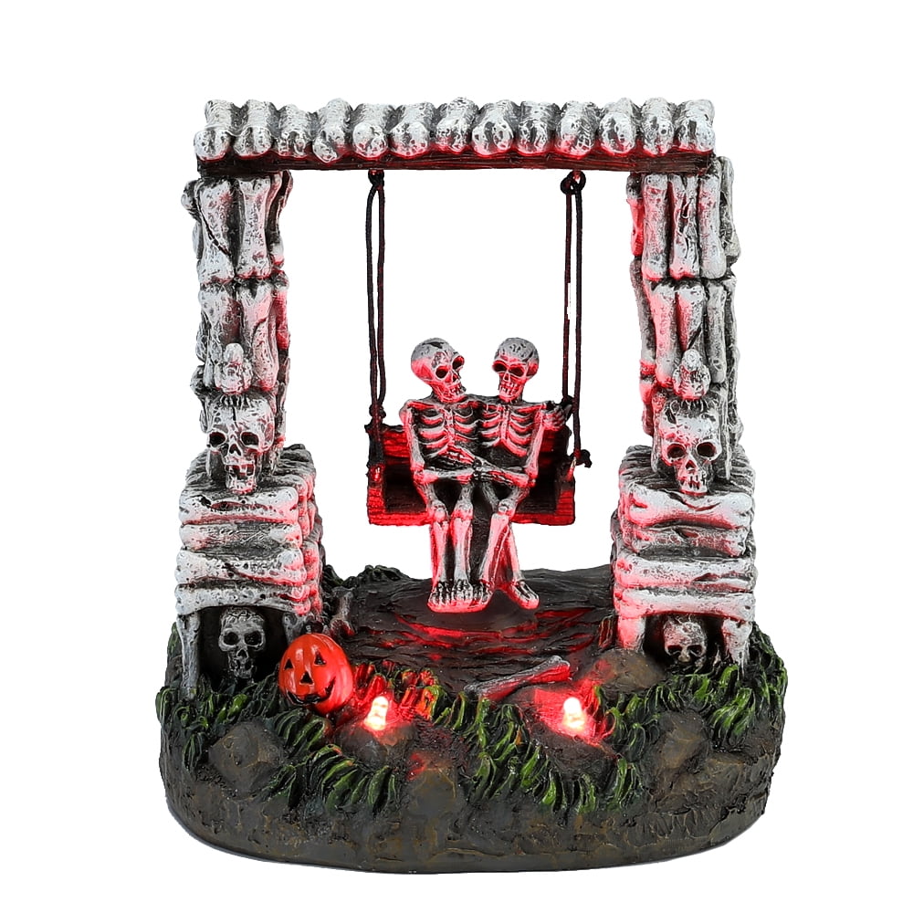 LED Swinging Skeleton Halloween Figurine