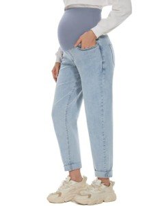 POSHGLAM Over Belly Maternity Stretch Boyfriend Jeans