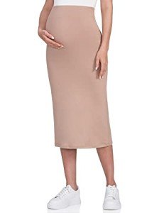 Khaki High Waisted Maternity Pencil Skirt