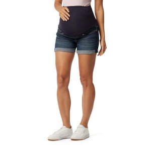 Levi Strauss Women's Maternity Mid-Rise Shorts, Blue
