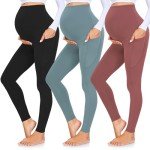 GROTEEN Women's Maternity Leggings with Pockets - 3 Pack