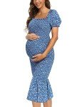 Floral Midi Bodycon Dress for Baby Showers