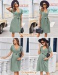 Ekouaer Ice Green V-Neck Maternity Dress