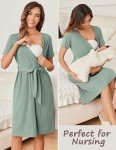 Ekouaer Ice Green V-Neck Maternity Dress