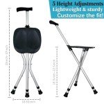 Adjustable Folding Walking Cane with Seat for Seniors