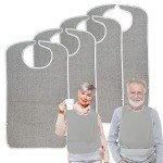 Absorbent Adult Bibs - Waterproof, Easy Clean - Set of 4