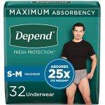 Depend Fresh Protection Men's Incontinence Underwear, 32 Count