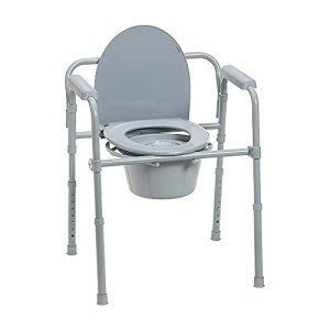 Folding Steel Bedside Commode Chair, Portable Toilet