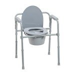 Folding Steel Bedside Commode Chair, Portable Toilet