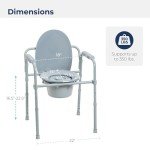 Folding Steel Bedside Commode Chair, Portable Toilet