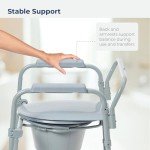 Folding Steel Bedside Commode Chair, Portable Toilet