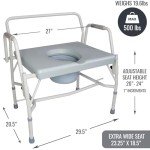 Extra-Wide Drop Arm Commode with Adjustable Legs