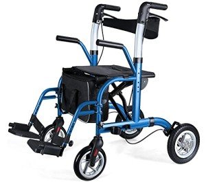 2-in-1 Rollator Walker Transport Chair for Seniors