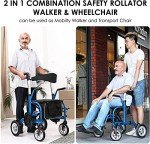 2-in-1 Rollator Walker Transport Chair for Seniors