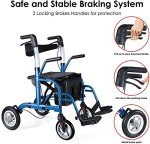 2-in-1 Rollator Walker Transport Chair for Seniors